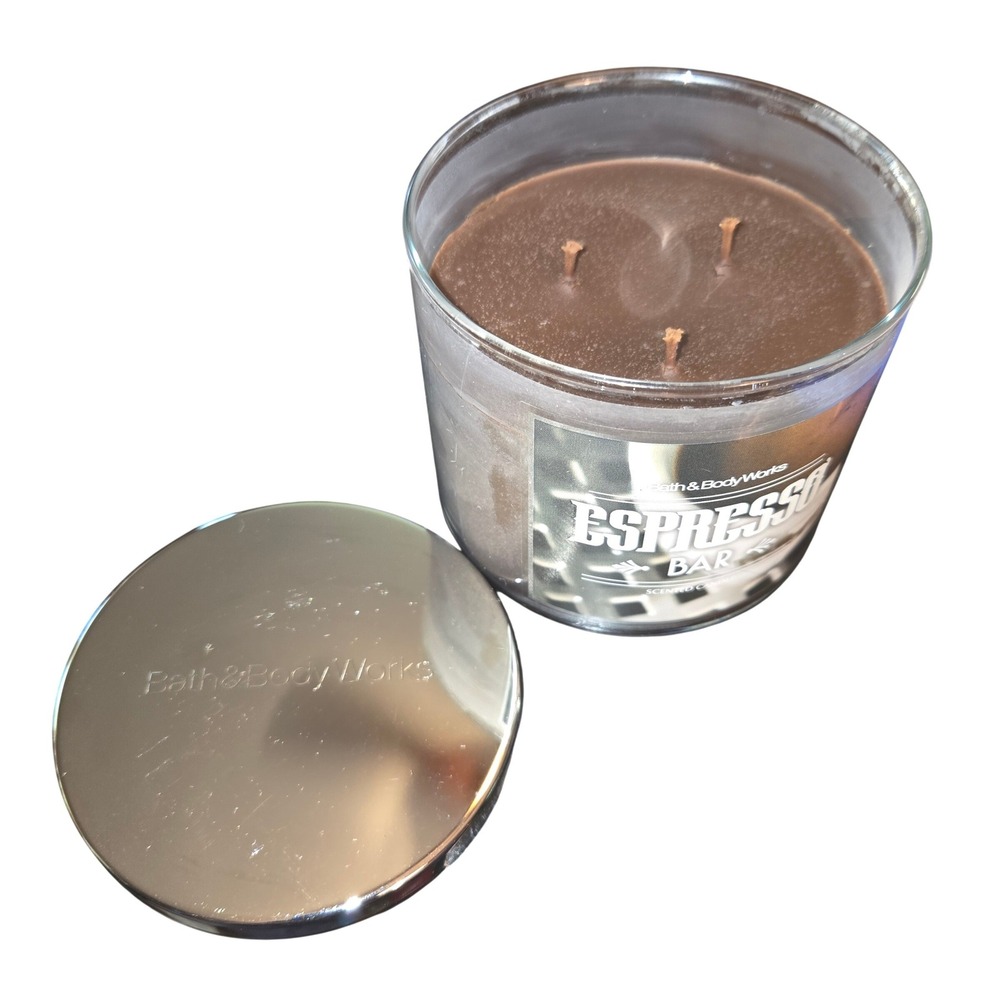 RARE Bath & Body Works Espresso Bar 3 Wick Candle 14.5oz Coffee Vanilla NEW READ - Picture 2 of 7